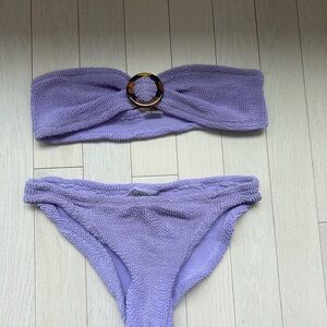 Hunza G Lilac Textured Bikini Set